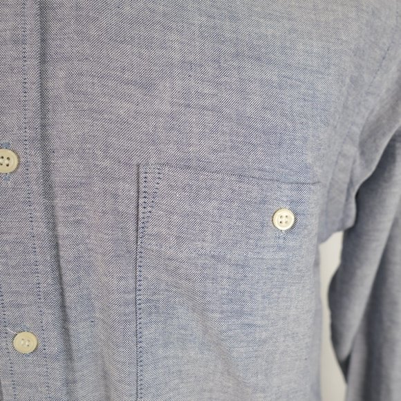 Vintage Botany 500 Men's L 16-16.5 Chambray Button Down Single Needle Tailoring - Picture 3 of 13